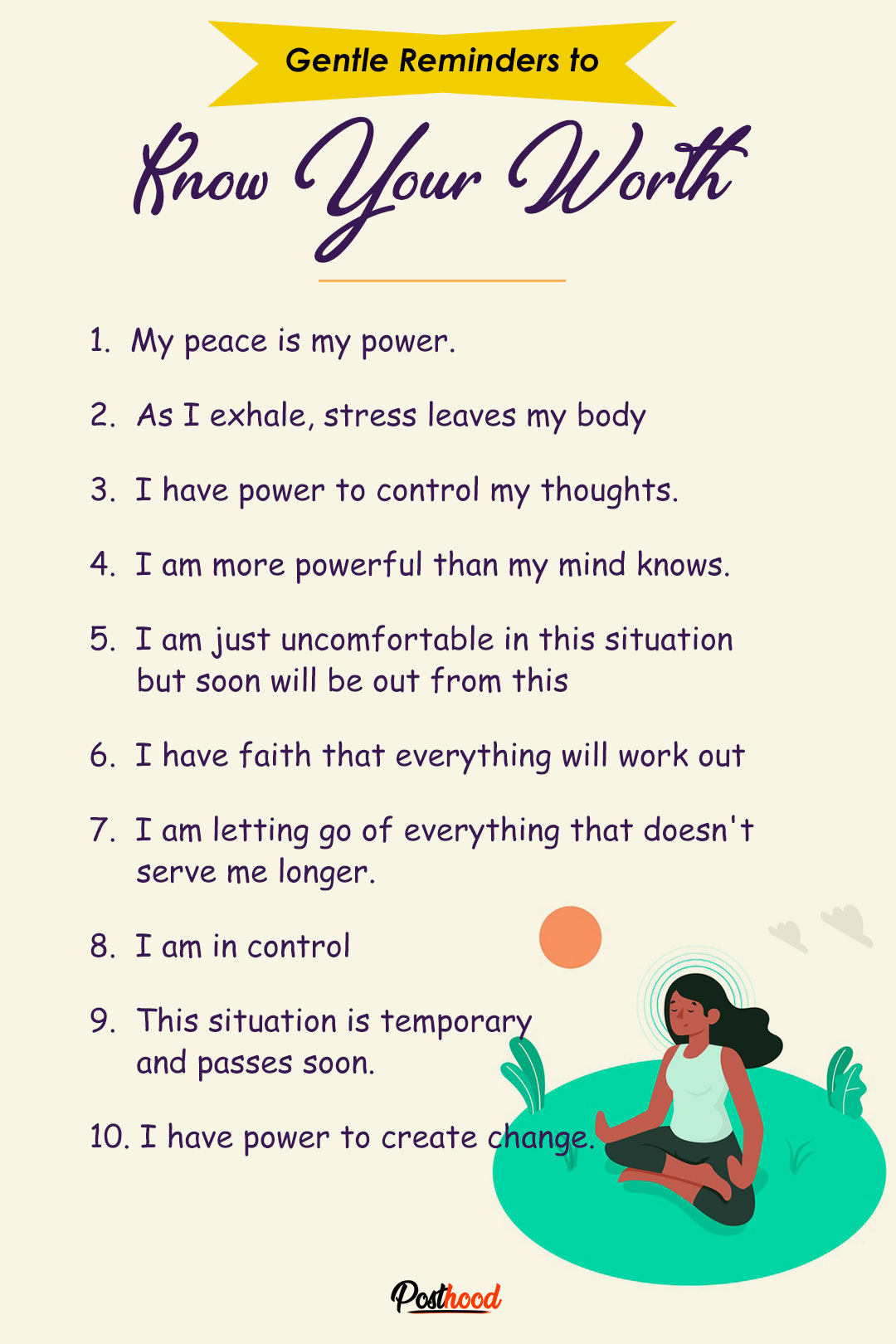 Gentle Reminders to Know Your Worth Affirmations. Practice creating positive thoughts. Daily Positive Affirmations.