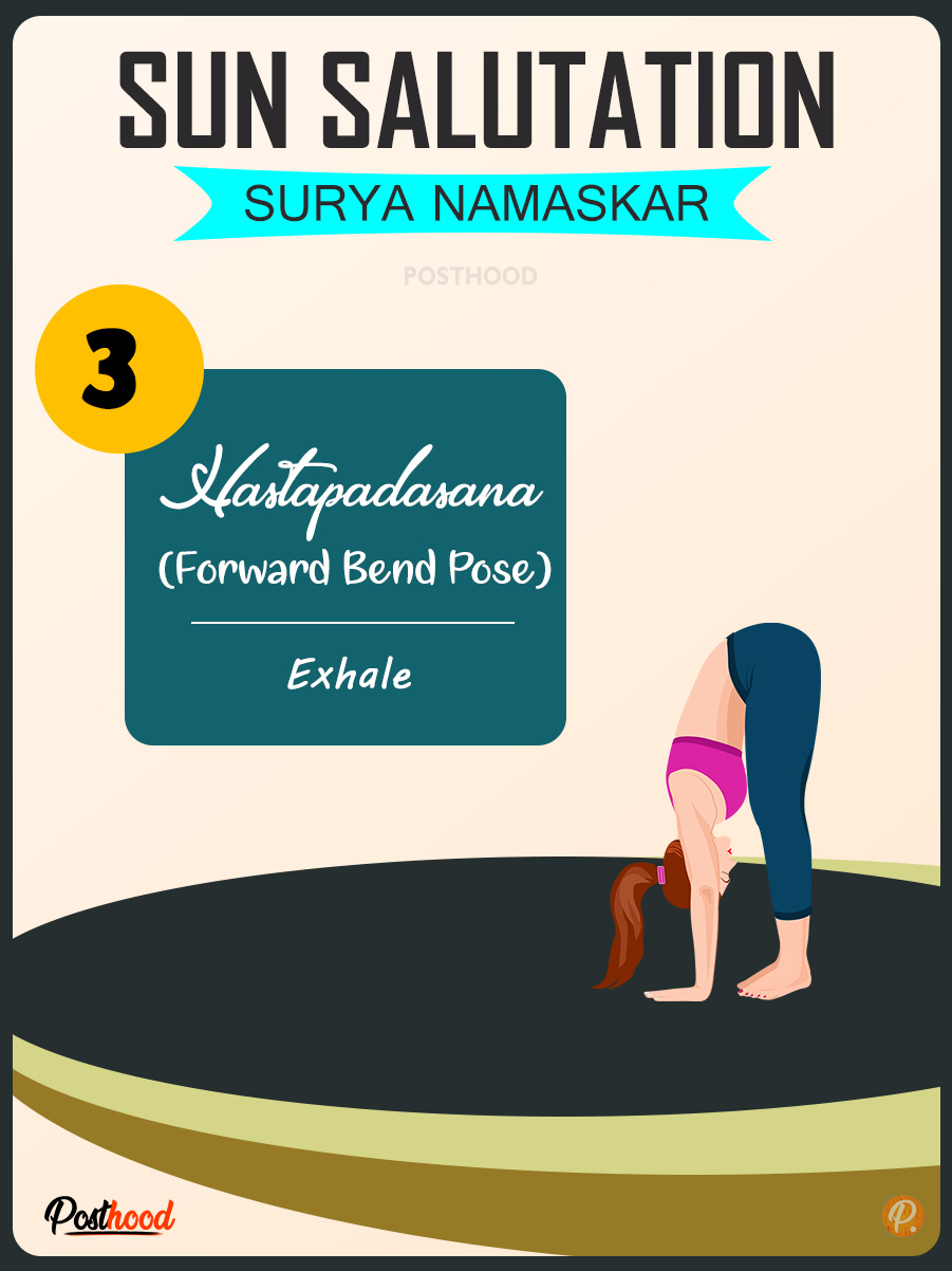 Hastapadanana (standing forward bend pose), how to do, and benefits in Surya Namaskar. These beginner-friendly yoga poses are best to lose belly fat. Practice these pose with free printable yoga cards. 